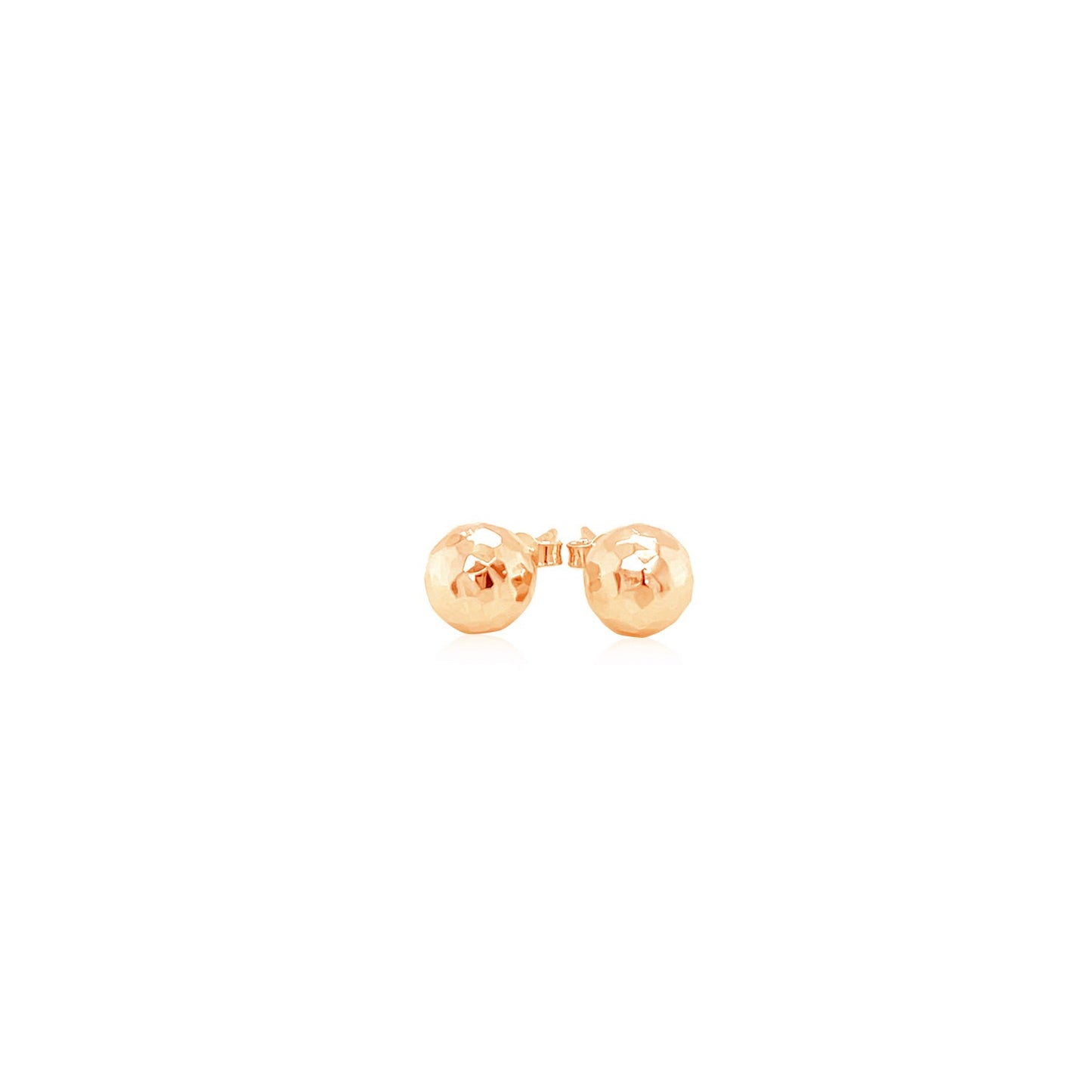 14k Rose Gold Ball Earrings w/Faceted Texture(7mm)