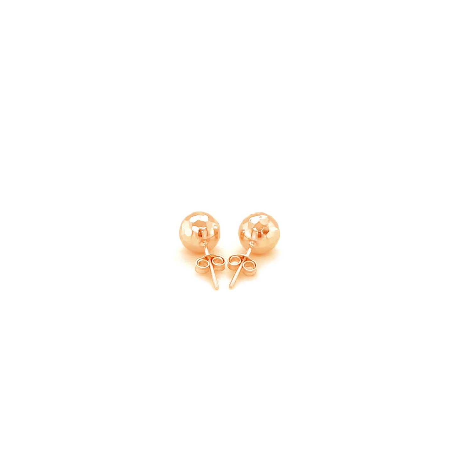 14k Rose Gold Ball Earrings w/Faceted Texture(7mm)