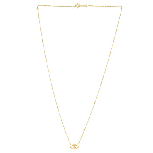 14k Gold Evil Eye w/Freshwater Pearl Necklace
