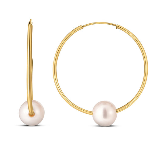 14k Gold Round Endless Pearl Earring(1x25mm)