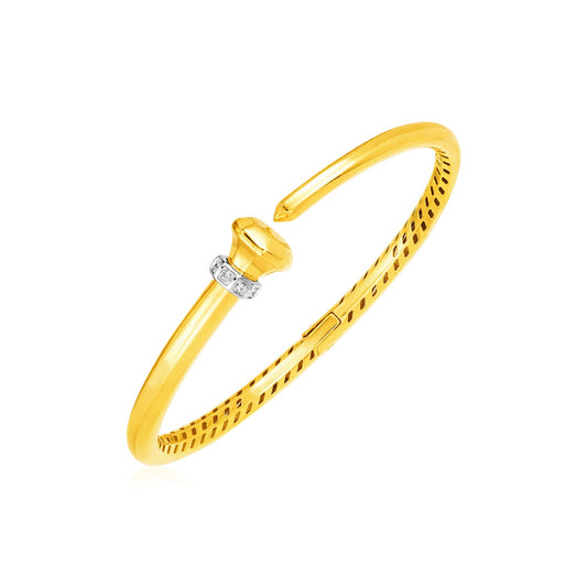 14k Gold Hinged Bangle w/Diamonds (3.40 mm)