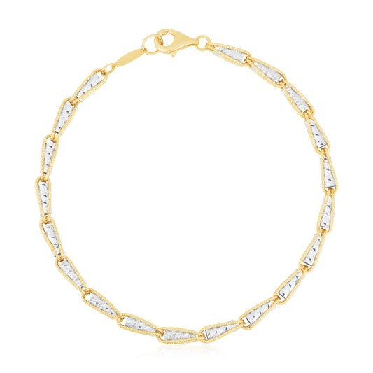 14k Two Tone Gold High Polish Diamond Cut Chain Bracelet (3.20 mm)