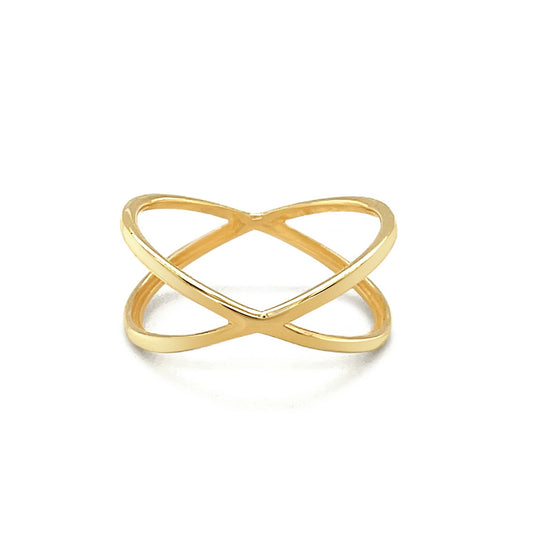 14k Gold Polished X Profile Ring