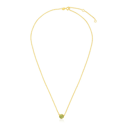14k Gold 17-inch Necklace w/Round Peridot