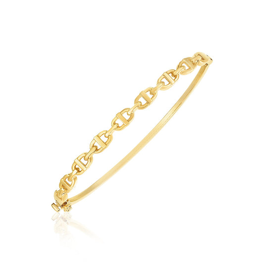 14k Gold High Polish Puffed Mariner Link Bangle (4.60 mm)