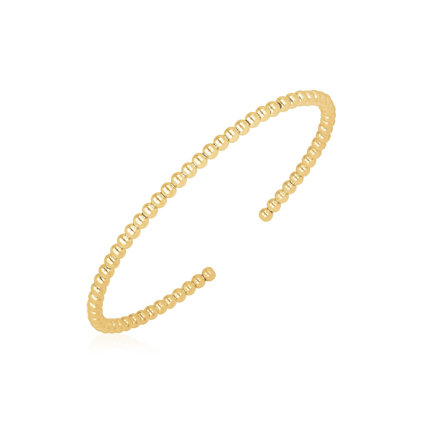 14k Gold High Polish Bead Cuff Bangle (3.00 mm)