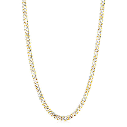 14k Gold White Pave High Polish Modern Lite Miami Cuban Chain 6.50 mm