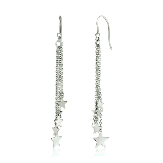 Sterling Silver Tassel Earrings w/Polished Stars