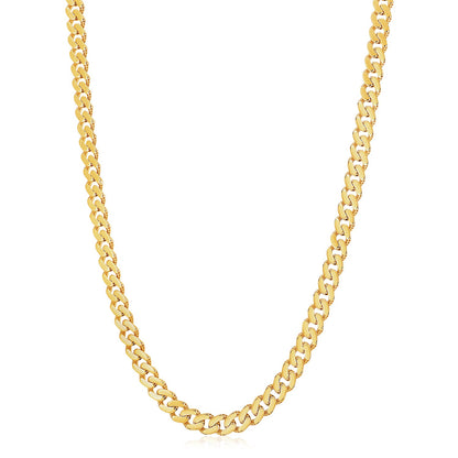 14k Gold White Pave High Polish Modern Lite Miami Cuban Chain 8.00 mm