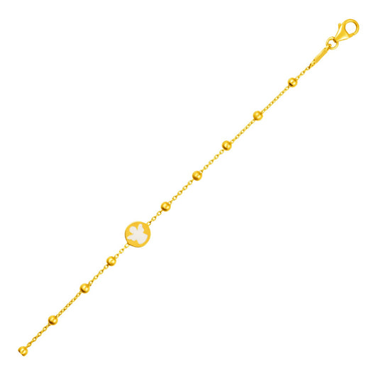 14k Gold Childrens Bracelet w/Angel & Beads (6.00 mm)