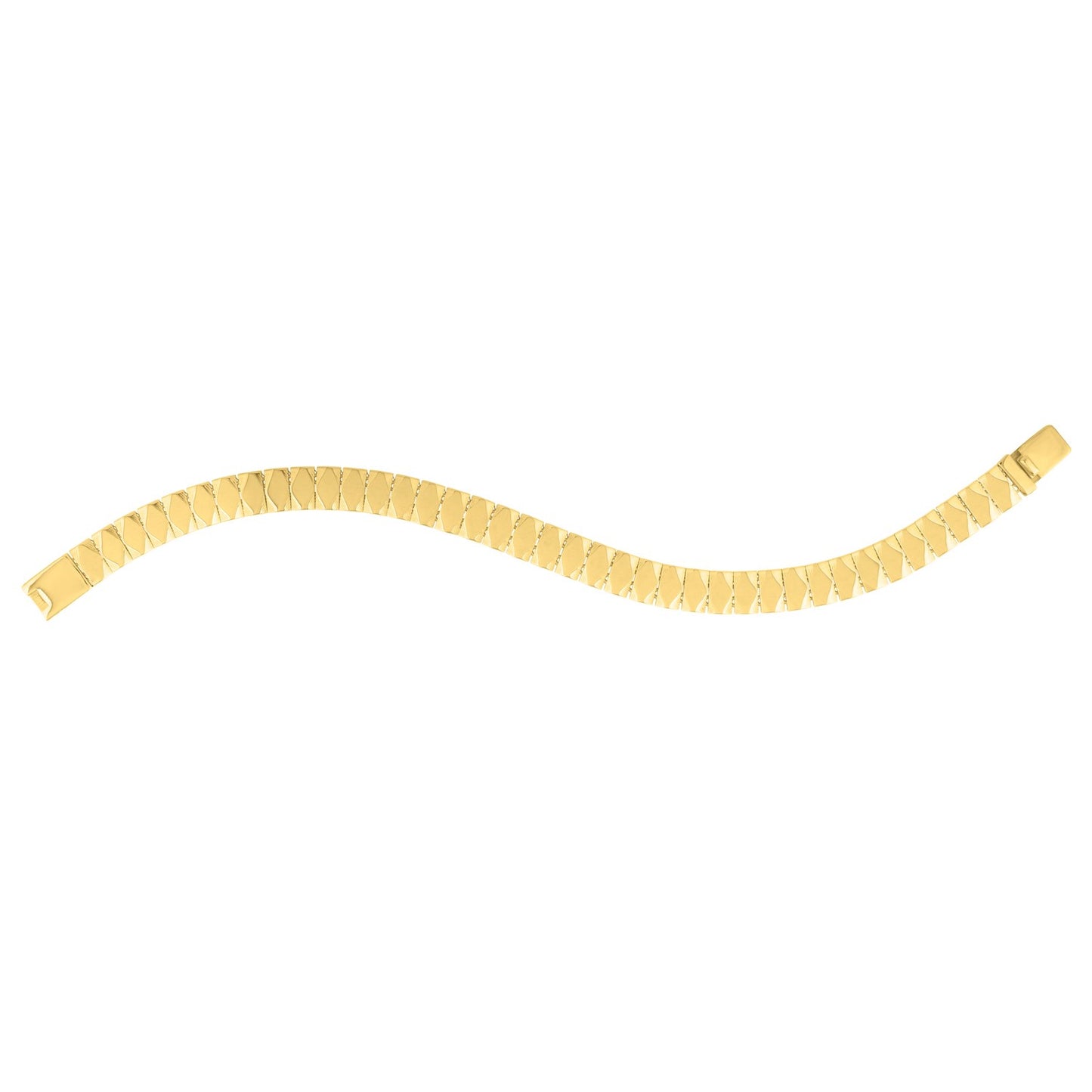14k Gold Diamond Shaped Tile Length Bracelet (7.10 mm)