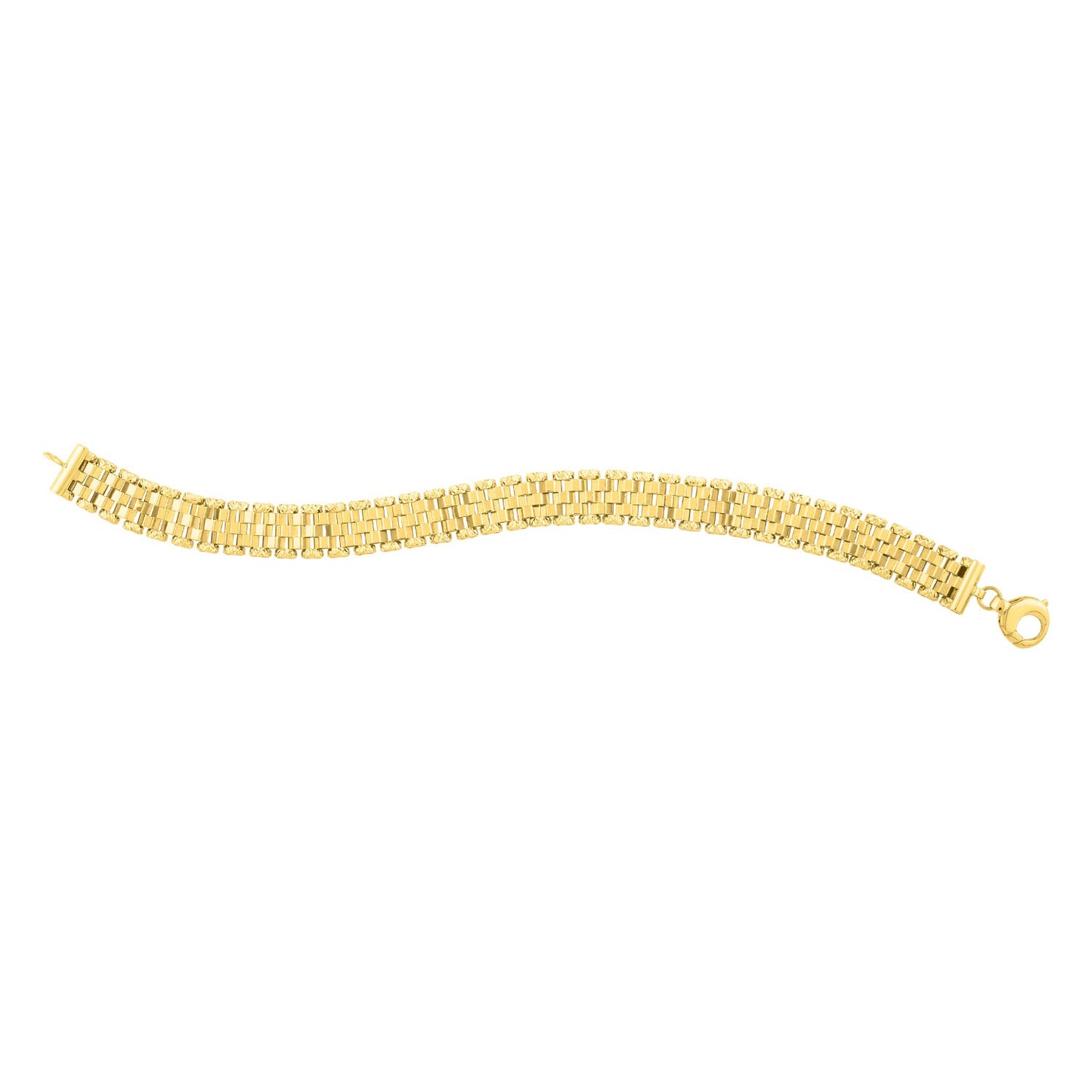 14k Gold Faceted Panther Link Chain Bracelet