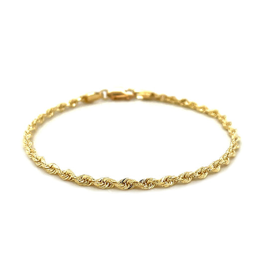 10k Gold Solid Diamond Cut Rope Bracelet (2.75 mm)
