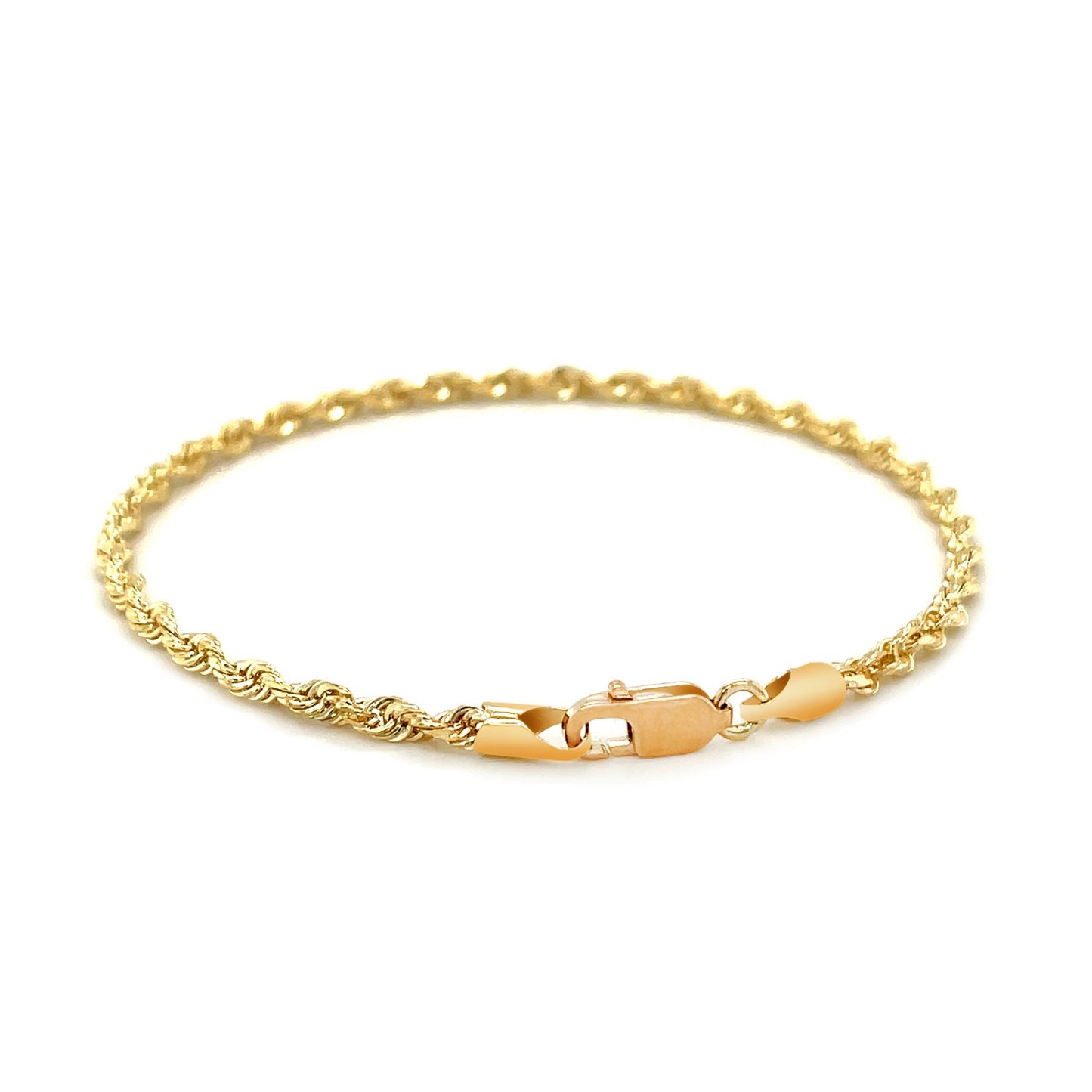 10k Gold Solid Diamond Cut Rope Bracelet (2.75 mm)