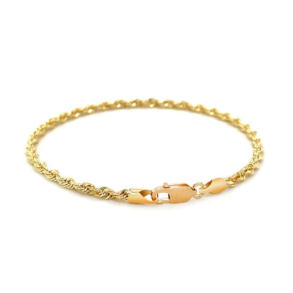 10k Gold Solid Diamond Cut Rope Bracelet (2.75 mm)