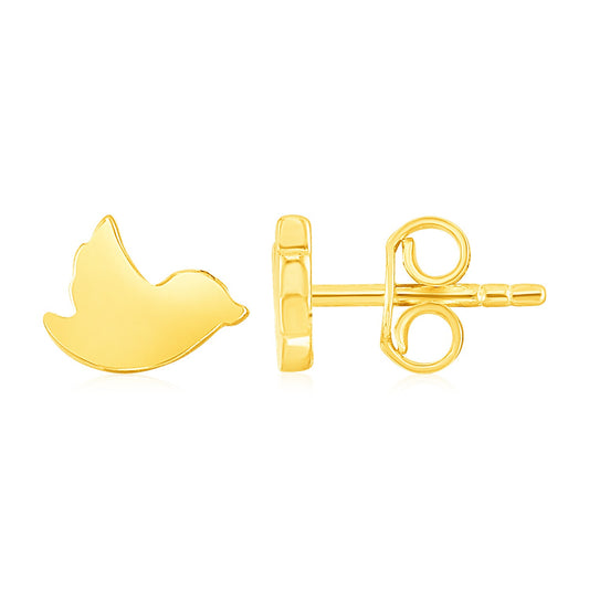 14k Gold Dove Stud Earrings