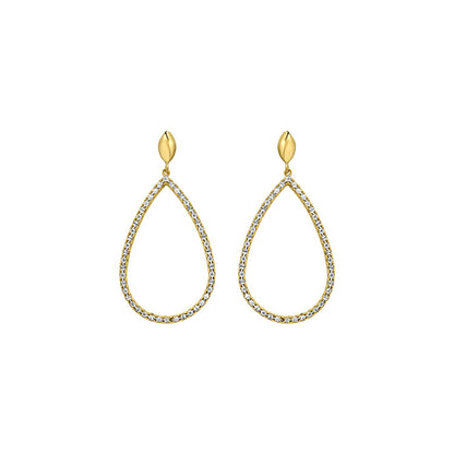 14K Two Tone Gold Diamon Oro Marquise Earrings