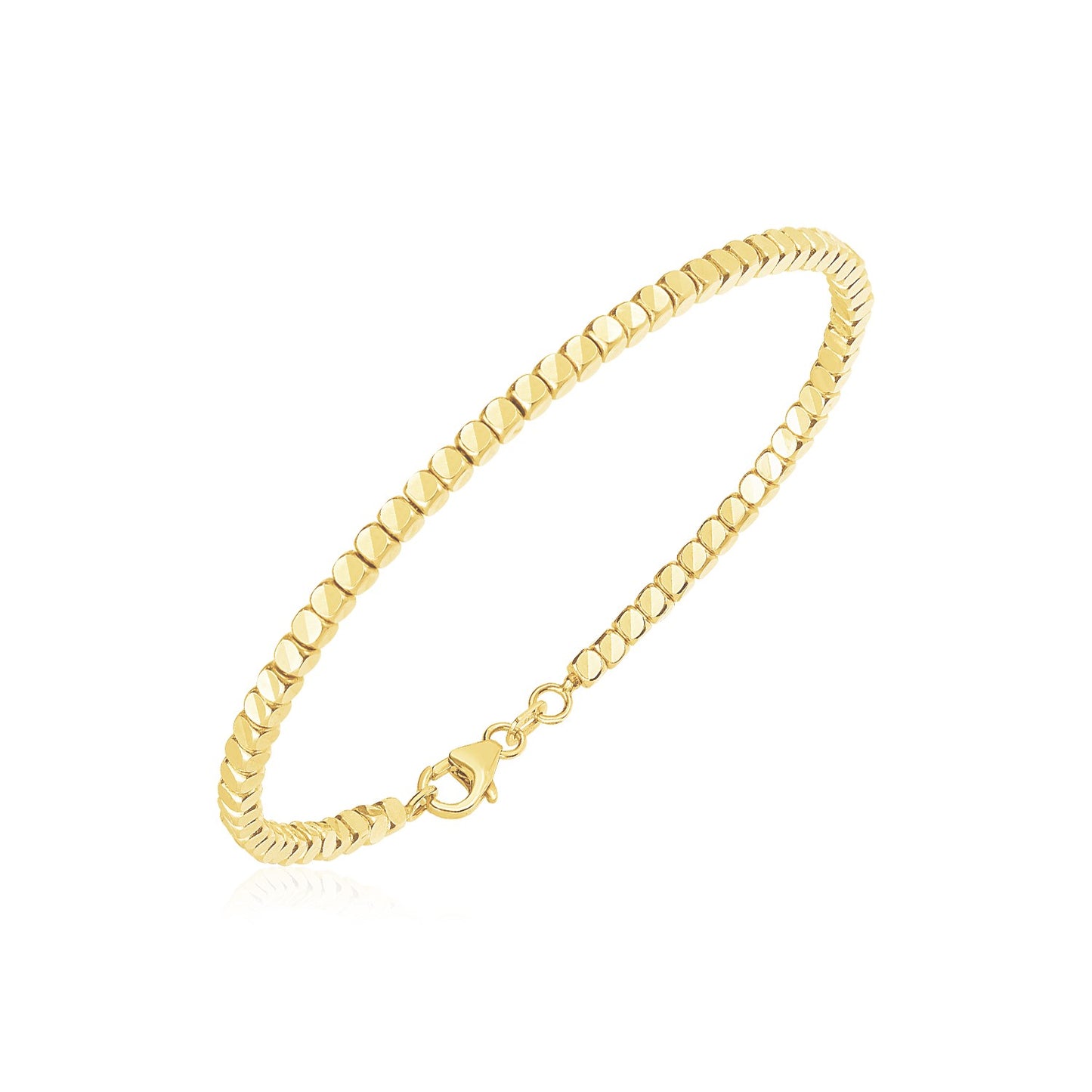 14k Gold High Polish Bead Cuff Bangle (2.40 mm)