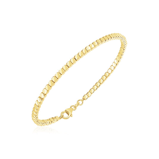 14k Gold High Polish Bead Cuff Bangle (2.40 mm)