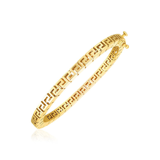 14k Gold High Polish Greek Key Bangle (4.80 mm)