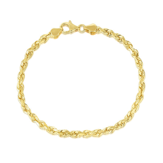10k Gold Solid Diamond Cut Rope Bracelet (5.00 mm)