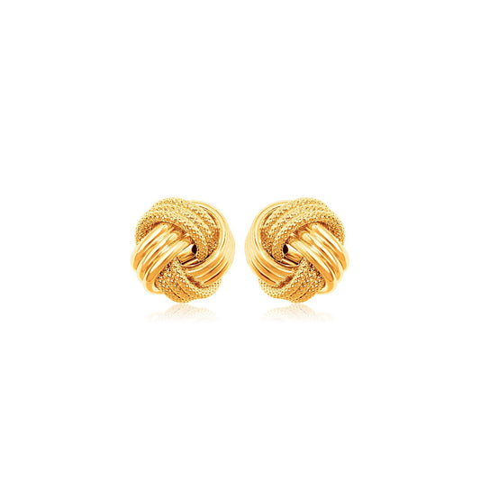 10k Gold Love Knot w/Ridge Texture Earrings
