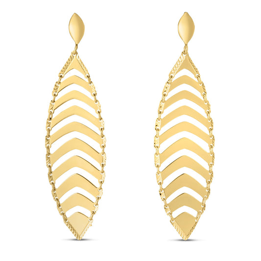 14k Gold Drop Leaf Earrings