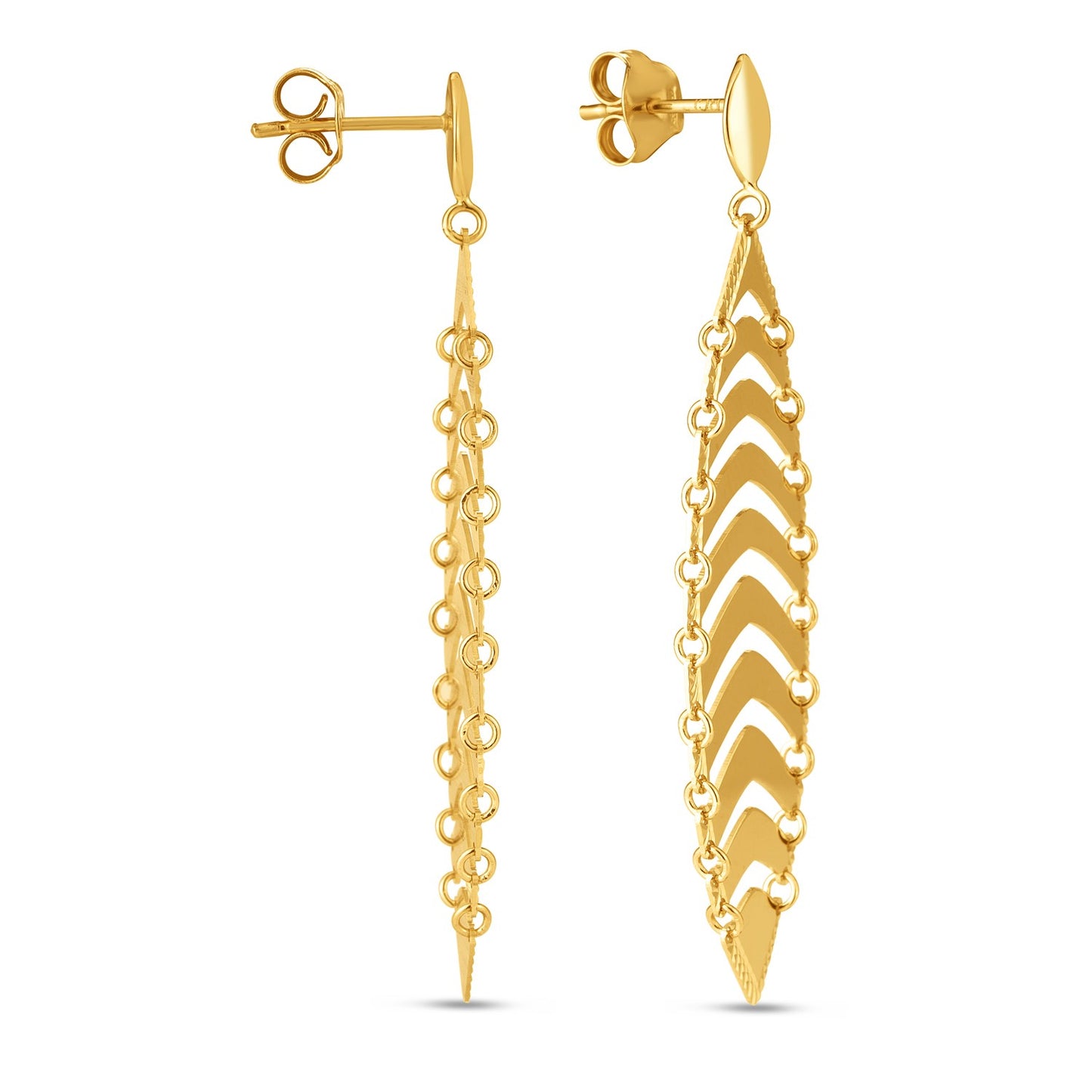 14k Gold Drop Leaf Earrings