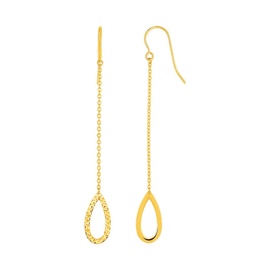 Gold Pear-Shaped Long Drop Earrings