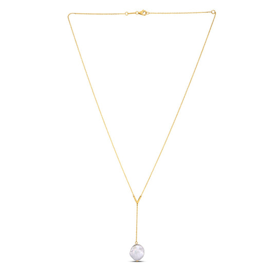 14k Gold Tesoro Pearl Goddess Lariat Necklace