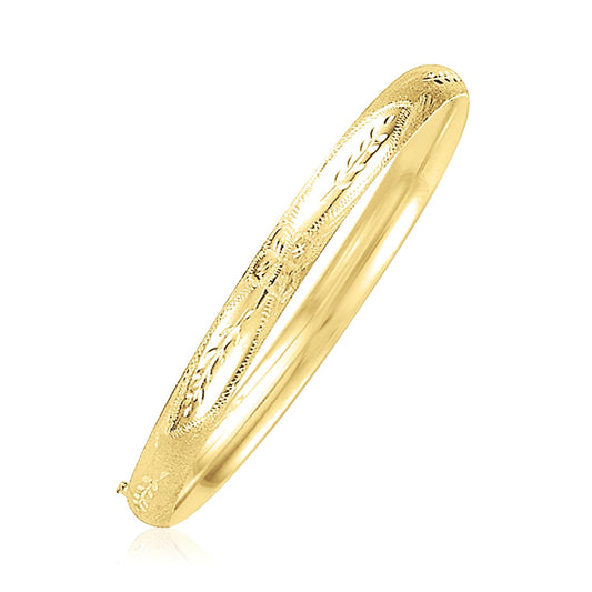 14k Gold Dome Florentine Design Bangle (5.00 mm)