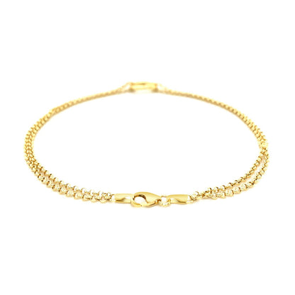 10k Gold Double Rolo Chain Anklet w/Open Heart Station