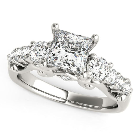 White Gold 3 Stone Antique Design Diamond Engagement Ring (1 3/4 cttw)