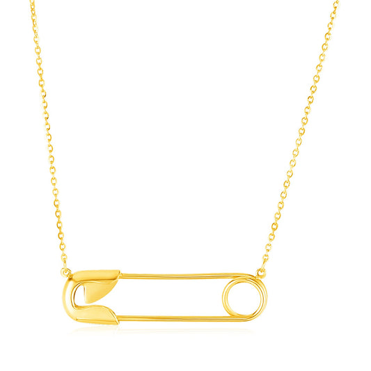 14k Gold Safety Pin Necklace