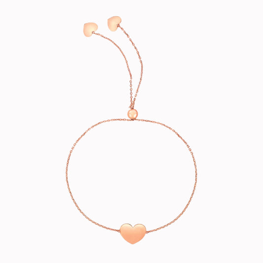14k Rose Gold Adjustable Heart Bracelet