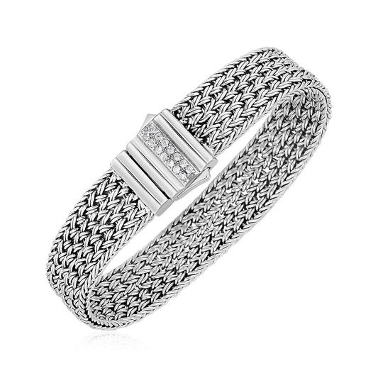 Woven Rope Bracelet w/White Sapphire Accented Clasp