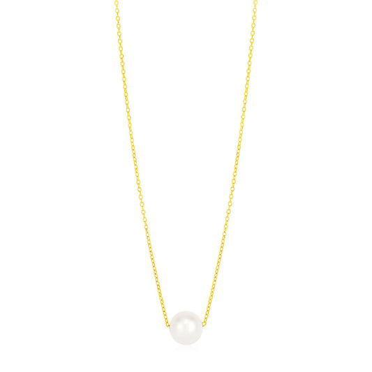 14k Gold Pearl Solitaire Necklace