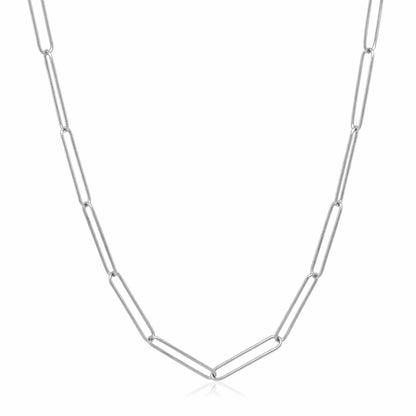 14k White Gold Wire Paperclip Chain