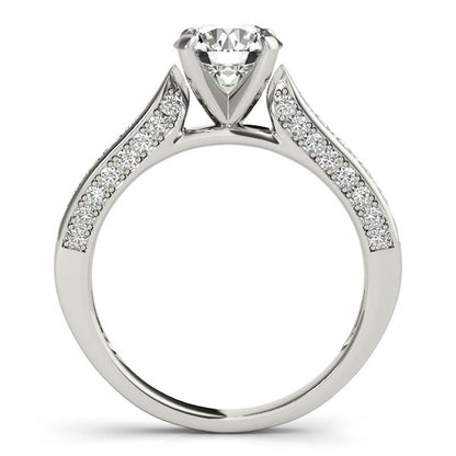 14k White Gold Round Cathedral Diamond Engagement Ring (1.50 cttw)