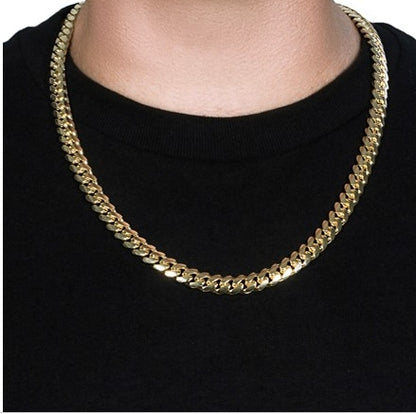 14k Yellow Gold Classic Miami Cuban Solid Chain (9.20 mm)