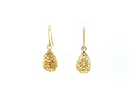 14k Gold Teardrop Earrings w/Honeycomb Texture