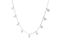 14k White Gold Necklace w/Round Diamond Charms (0.49 ct)