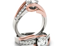 14k White & Rose Gold Bypass Shank Diamond Engagement Ring (1 1/8 cttw)