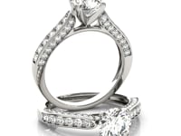 14k White Gold Round Cathedral Diamond Engagement Ring (1 1/2 cttw)