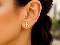 14K Gold Airplane Earrings