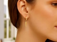 14K Gold Dangling Spike Drop & Hoop Earrings