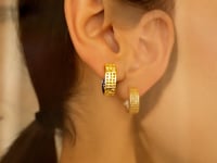 14k Two-Tone Gold Snuggable Earrings w/Mesh Style
