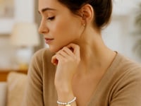 14k Gold Pearl Tag Charm Bracelet
