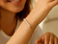 14k Gold Adjustable Friendship Bracelet w/Pearls