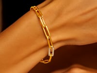 14k Gold Paperclip Chain Bracelet w/Diamond Link